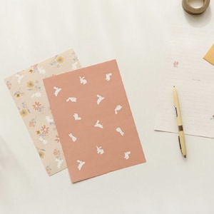 Letter Writing Set 07 Pink Rabbit|Set of 2 Envelopes & 4 Letter Sheets, Korean Stationery by Dailylike, Personalized Gift, Custom Letter Set