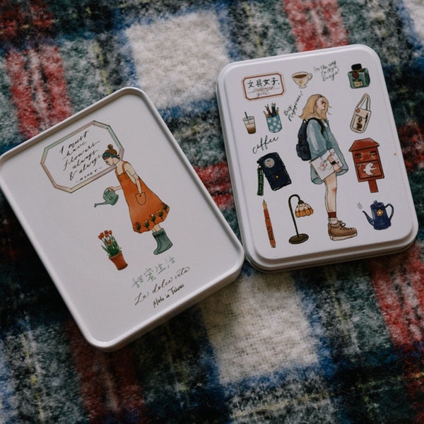 La Dolce Vita Metal Storage Box - Stationery Girl | Desk Organizer, Planner Accessories, Stationery Gift, Kawaii Tin Box