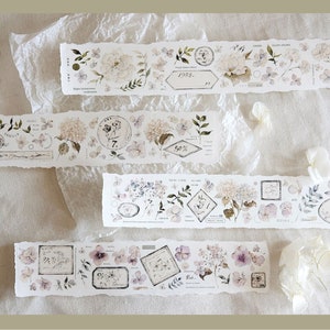 Freckles Tea Vol.2 groen blad tape washi/doorzichtige PET/matte tape | Aquarel illustratie, hortensia, scrapbooking, collagekunst, journaling