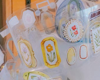 Meow Illustration Kiss-cut Tape with Gold Foil - Frames | Cute Kiss-cut PET, Cute Kiss-cut Washi Tape, Gold Foil Tape, Collage, Cute Tape