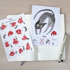 Dodolulu-stickervel 'The Black Cat'| Leuke plannerstickers, planneraccessoires, weekplanner, dagelijkse planner, scrapbooking, kaarten