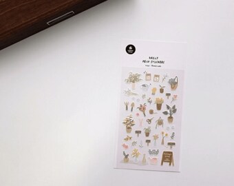 Suatelier Sticker - 1142 Flower Cafe | Korean Stationery, Cute Planner Stickers, Deco Stickers, Planner Accessories, Collage, Scrapbooking