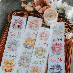 Meow Illustration Flower Girls Washi Tape with Rose Gold Foil | Cute Journal Masking Tape, Planner Accessories, Junk Journal, Scrapbooking