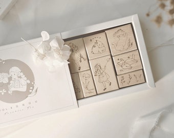 Freckles Tea Vol. 3 Rubber Stamps - Flower Island | Wood Rubber Stamp, Journal Stamp Set, Collage Stamp