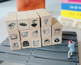 Wan Studio Series 1 Mini Planner Daily Stamp | Mini Wooden Rubber Stamp, Planner Accessories, Gift