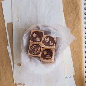 Kurukynki Nonchalant Collection Carimbo de borracha - Minis | Carimbo de borracha kawaii, acessórios para planejadores, carimbo de diário, artigos de papelaria fofos, colagem