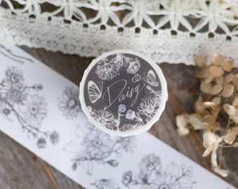 Loidesign Washi Tape - Daisy | Floral Washi Tape,  Flower Tape, Spring Stickers, Journal Decoration,  Scrapbooking, Collage Art