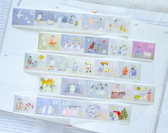 Christmas Edition Dodolulu PET/ Washi Tape - With Love (Release Paper) | Christmas PET Tape, Christmas Washi Tape, Christmas Stamp Sticker
