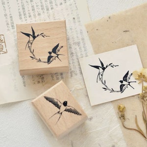 Carimbo de madeira de pássaro andorinha da Wan Stationery | Carimbo de artesanato de andorinha, carimbo de madeira de pássaro, carimbo para scrapbooking, carimbo de cartão comemorativo, carimbo de pássaro