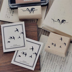 JZTang 6 Pcs Wooden Stamps Set Round Wooden Rubber Stamps for Card Making  Thank You Pattern