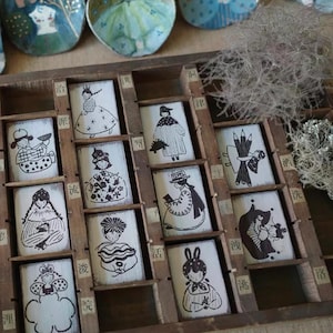 HANEN STUDIO x Kaia Rubber Stamps - Freckles Girl / Cute Girl Rubber Stamp, Set di timbri in gomma, Timbro per diario, Scrapbooking, Regalo di cancelleria