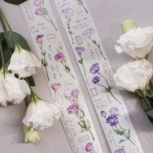 Loidesign Eustoma Tape 5CM | Floral Washi Tape, PET Tape, Cute Stationery, Planner Accessories, Bullet Journal, Scrapbooking, Collage Art