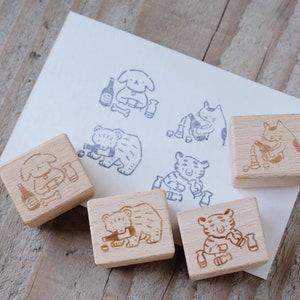Masao Takahata Love to Drink Theme Stamp | Wooden Rubber Stamp, Kawaii Japanese Stationery, Planner Stamps, Planner Accessories, Gift