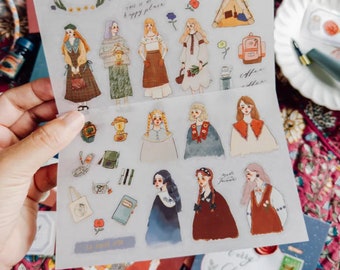 La Dolce Vita  Transfer Sticker (2 sheets)- Camping Life| Cute Journal Stickers, Girl Stickers, Planner Stickers, Scrapbooking, Collage