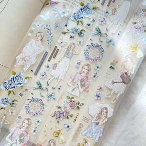 Pion PET Band - Blüte (5 cm) | Pion Girl PET Tape, Floral PET Tape, Schönes Masking Tape, Scrapbooking, Collage, Mail Art, Junk Journal