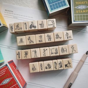 Gewoon briefpapier De postzegels van vandaag | Mini houten rubberen stempel, Bullet Journal, dagelijkse planner, weekplanner, memopostzegels, plannerstempels