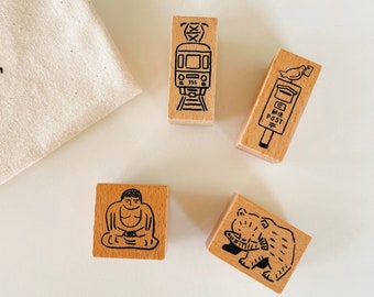 Masao Takahata Kamakura Stamp Serie | Wooden Rubber Stamp, Kawaii Japanese Stationery, Planner Stamps, Planner Accessories, Gift