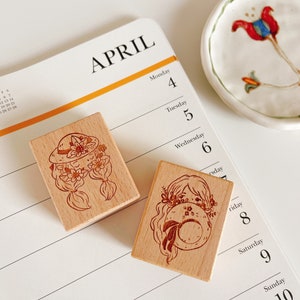 Sho Little Happiness Rubber Stamp| Cute Wood Rubber Stamp, Stationery Stamp, Girl Rubber Stamp, Wooden Rubber Stamp, Scrapbooking, Collage