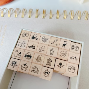 Wan Studio Series 4 Mini Planner Daily Stamp | Mini Wooden Rubber Stamp, Planner Accessories, Gift