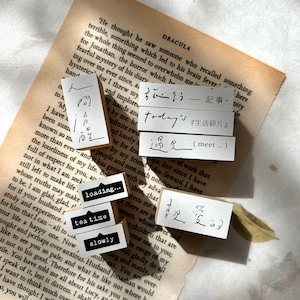 Sellos de goma Pion - Escritura a mano 3.0/ Sello de goma bonito, minisello de goma, sello de goma con caracteres chinos, sello para diario, juego de sellos bonitos