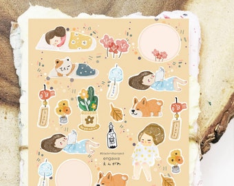 Black Milk Project Sticker Sheet - Engawa| Matte Sticker Sheet, Planner Stickers, Cute Paper Stickers, Scrapbooking Sticker, Collage Sticker