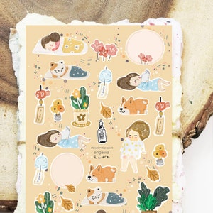 Black Milk Project Sticker Sheet - Engawa| Matte Sticker Sheet, Planner Stickers, Cute Paper Stickers, Scrapbooking Sticker, Collage Sticker