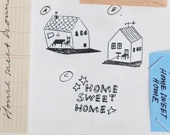 NEW- Kurukynki Nonchalant Collection Rubber Stamp - Home Sweet Home | Kawaii Stamp, Planner Accessories, Journal Stamp, Stationery, Collage