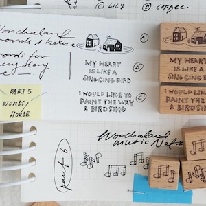 Kurukynki Nonchalant Collection Stempel - Haus & Worte |Kawaii Stempel, Planer Zubehör, Journal Stempel, Briefpapier, Collage