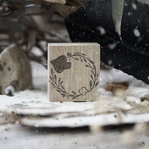Black Milk Project Birds II Series Rubber Stamp - Wreath | Wooden Rubber Stamps, Bird Stamp, Scrapbooking, Paper Collage, Stationery Gift