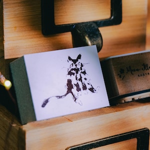 Meow Illustration Rubber Stamp - Daydreaming Kitty| Cute Cat Stamp, Star Stamp, Cat Stamp Set, Animal Rubber Stamp, Meow Stamp