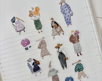 Pion Artsy Girl Kiss Cut Washi Tape – Literary Girl Sticker Roll, Vintage Journal Deco, Scrapbooking & Planner Supply