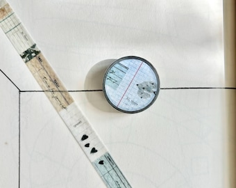 Pion Washi Tape - Green Deco Tape | Green Collage Journal Tape | Vintage Planner Tape | Scrapbook & Collage Supplies