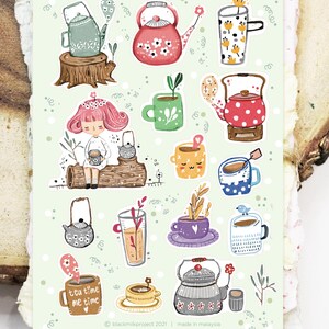Black Milk Project Sticker Bogen -Tea Time| Matte Sticker Sheet, Planer Sticker, Cute Paper Stickers, Scrapbooking Sticker, Collage Sticker