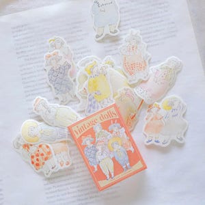 Dodolulu Matchbox Flake Stickers - Vintage Dolls | Dodolulu Stickers, Cute Washi Paper Sticker, Girl Stickers, Planner Sticker Set