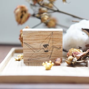 Black Milk Project Rubber Stamp - Paper Crane | Cute Wooden Rubber Stamp, Wood Stamp, Journal Stamps, Kawaii Stationery, Stationery Gift