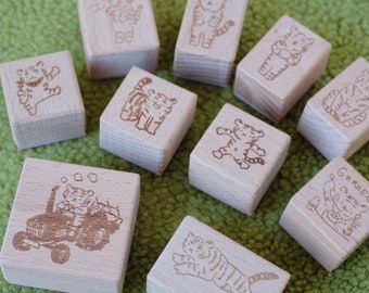 Masao Takahata Tiger Stamp | Cute Wooden Rubber Stamp, Kawaii Japanese Stationery, Planner Stamps, Planner Accessories, Stationery Gift