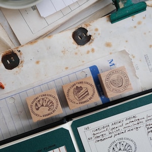 Kurukynki Rubber Stamp - Classique Pastry Postal| Wooden Rubber Stamp, Junk Journal Stamp, Vintage Style Stamp, Kurukynki Stamp, Stationery