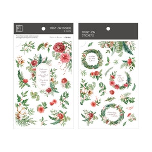 WYDANIE ŚWIĄTECZNE! Mu Print-On Sticker No.07 | Kawaii Christmas Transfer Stickers, Bullet Journal, Scrapbooking, Pakowanie prezentów, Sztuka kolażu