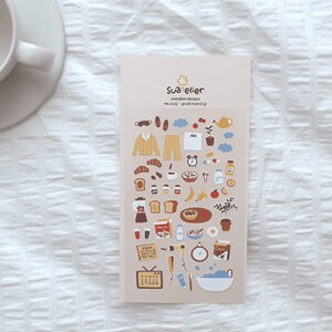 Suatelier Sticker - 1123 Buenos Días / Papelería Coreana, Lindas Pegatinas de Planificador, Pegatinas Deco, Accesorios de Planificador, Collage, Scrapbooking