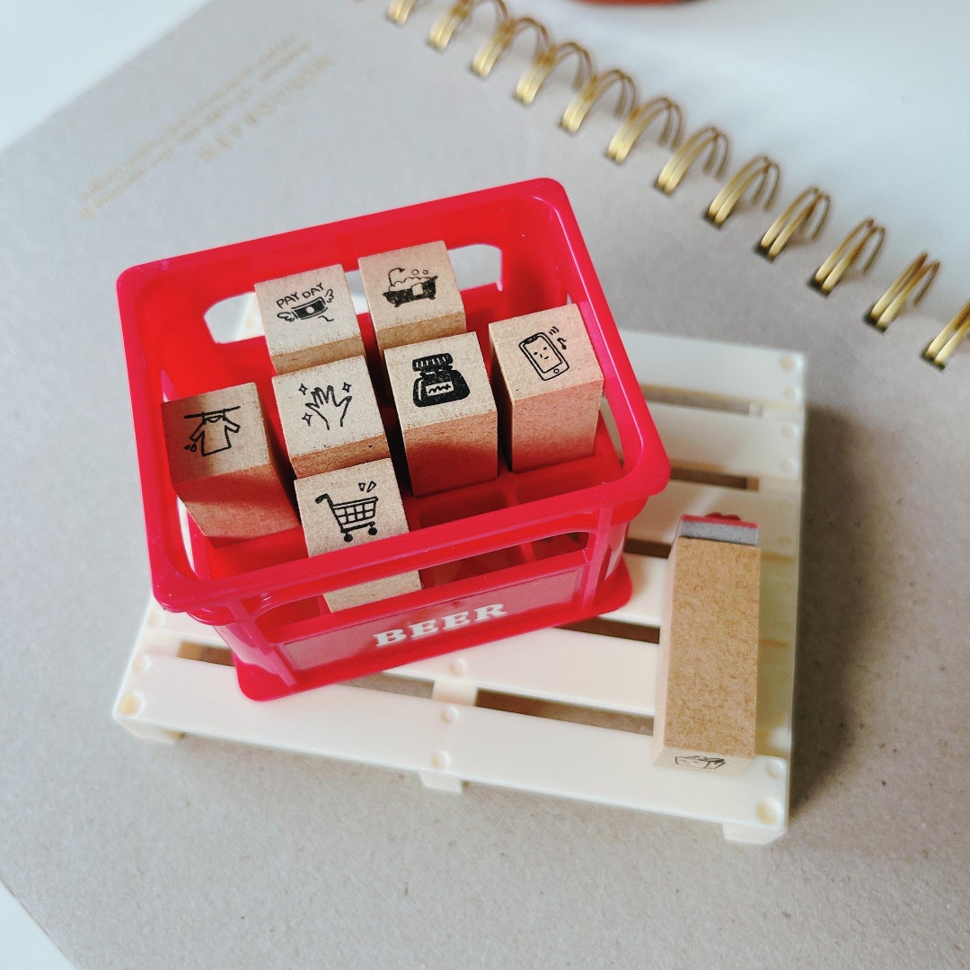 Planner Rabber Wan Studio Series 2 Mini Planner Daily Stamp | Mini Wooden Rubber Stamp ...