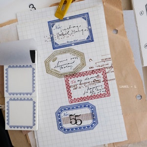 Kurukynki Timbro di gomma per etichette grandi / Timbro per etichette classiche, Timbro con cornice in legno, Scrapbooking, Collage di carta, Regalo di cancelleria, Diario spazzatura
