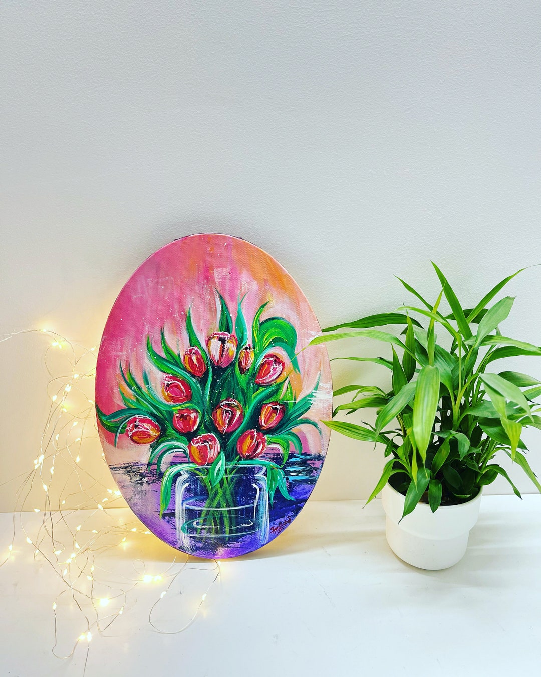 Acrylic Flower Pot Wall Painting Etsy