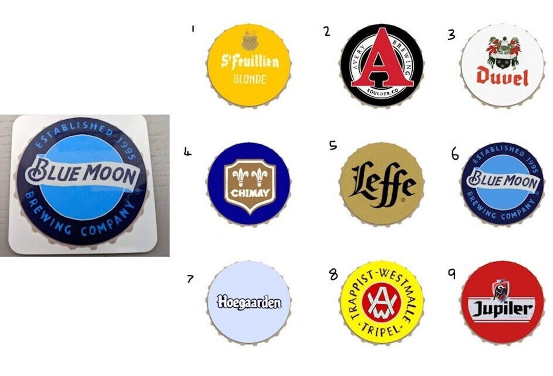 Beer Cap Cork Coaster 9 Styles of Belgian style Beer Leffe, Duvel