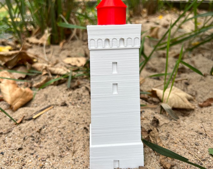Featured listing image: Modell Leuchtturm Rubjerg Knude Fyr, 3D Druck Leuchtturm, beleuchtet, Dänemark, Knudchen, Geschenk dänisch, Urlaubsfeeling