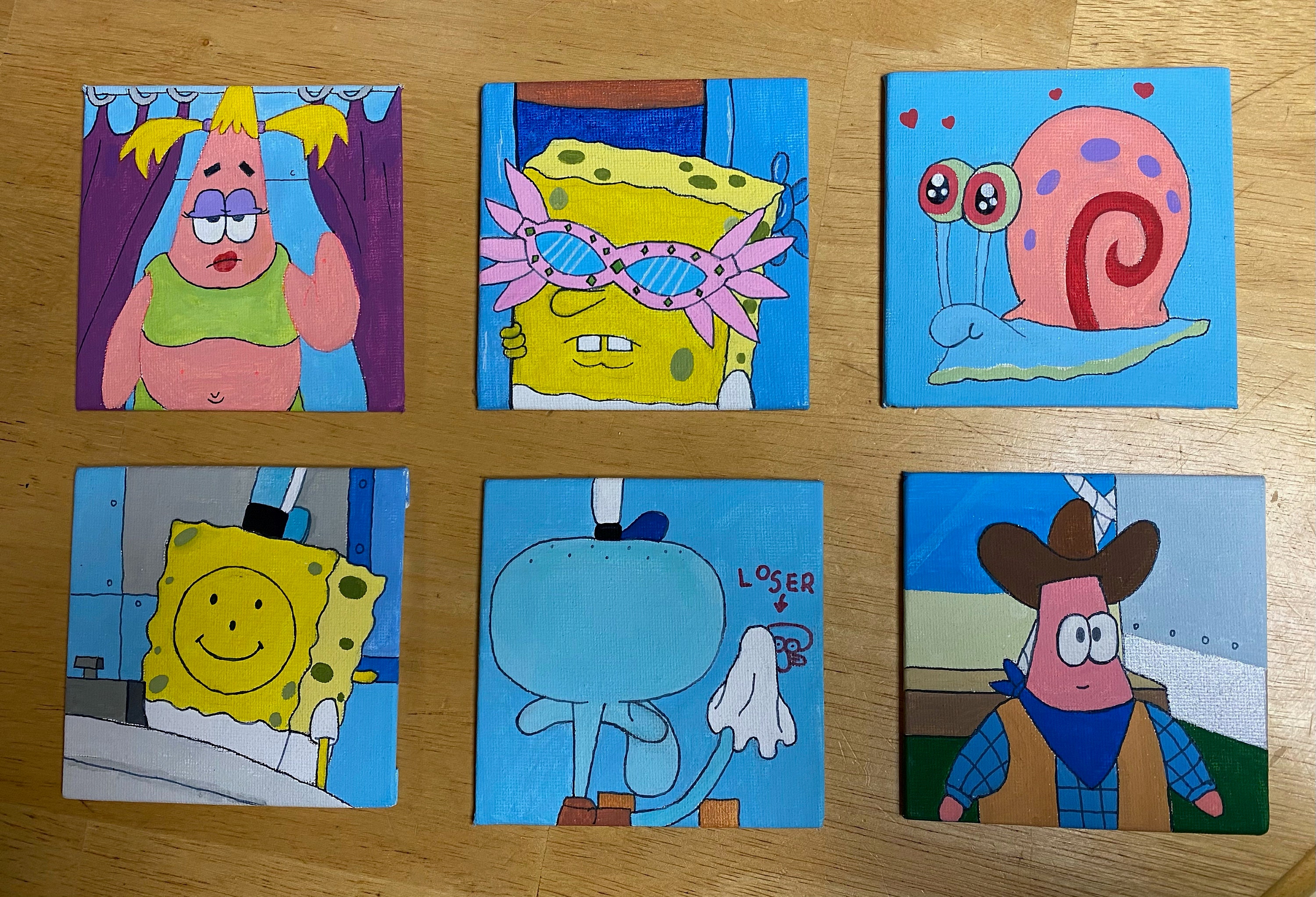 Spongebob Canvas Paintings | Etsy