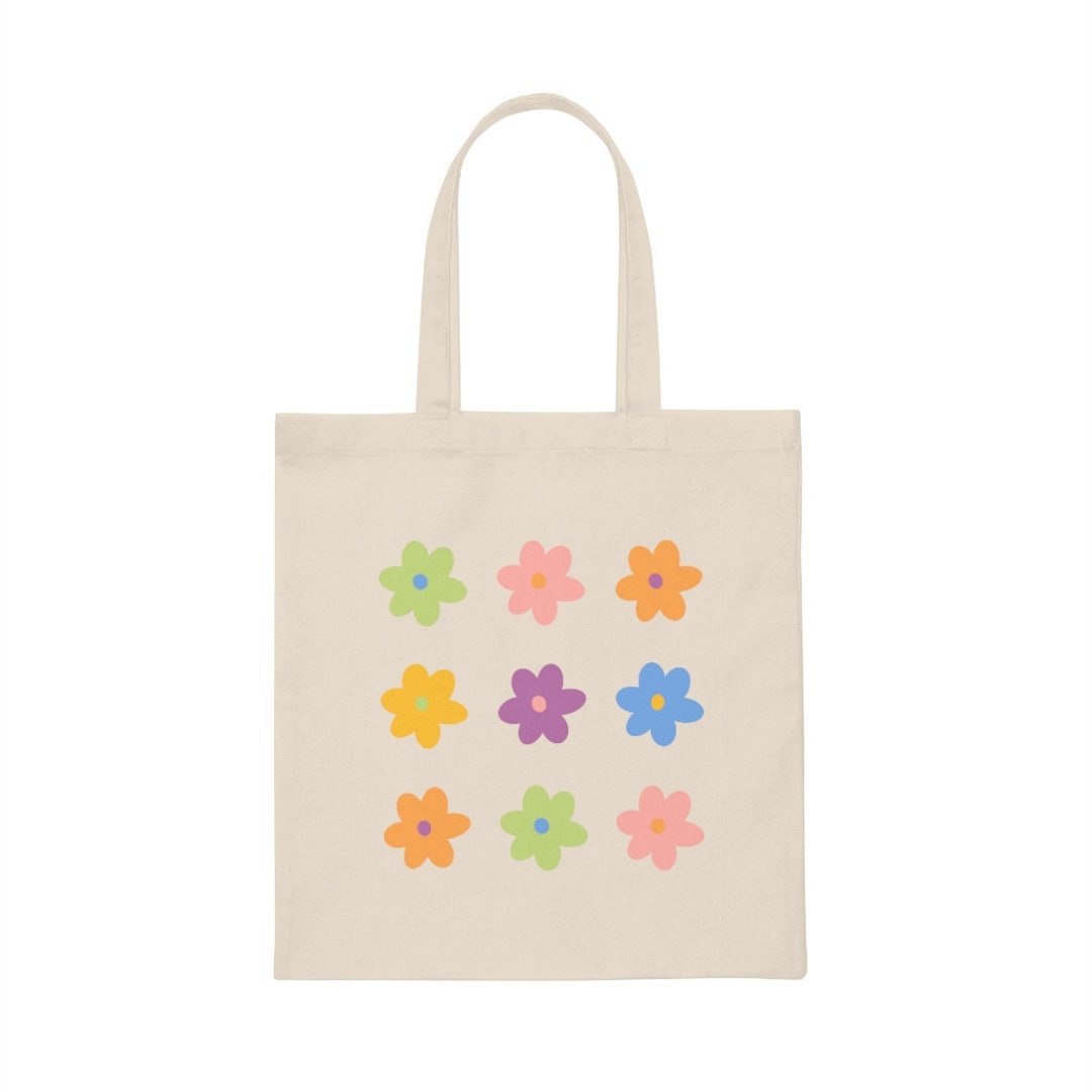 Y2K Retro Floral Canvas Tote Bag - Etsy