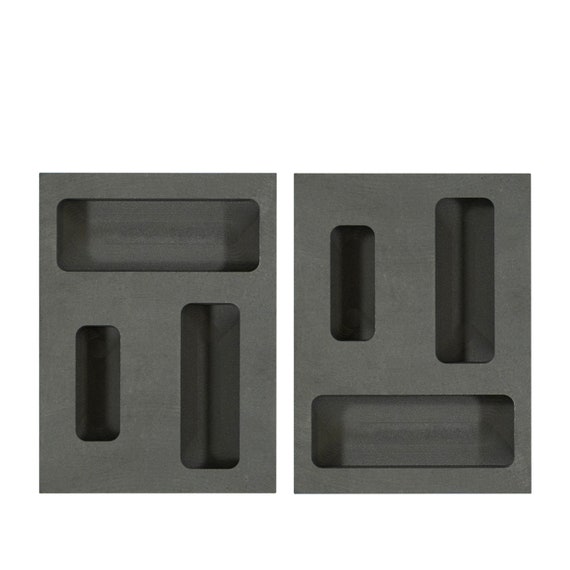 Cast Master Elite Metal Molds Casting Graphite Ingot Mold Gold Ingot  Pouring Melting Three Molds in One Pack of 2 