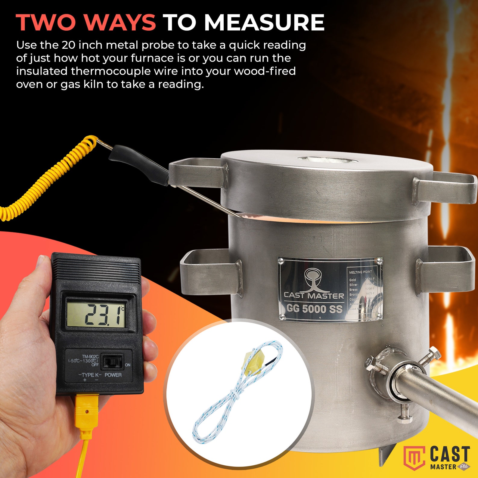 Cast Master Elite Digital Probe Thermometer for Kiln Furnace Etsy