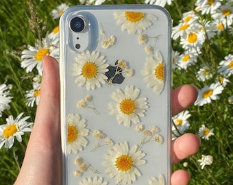 Real Pressed Daisies Phone Case, Dried Flowers Case, Samsung Galaxy S10 S9 S8, iPhone Case SE 5 6 6s 7 8 plus x xr xs 11 12 13 pro max