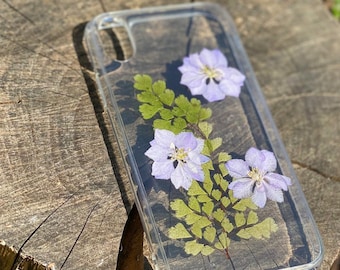 Real Pressed Blue Flowers Phone Case, Violets , Samsung Galaxy S10 S9 S8 S7, iphone case, iphone 6 6s 7 8 plus x xr xs 11 12 13 pro max case